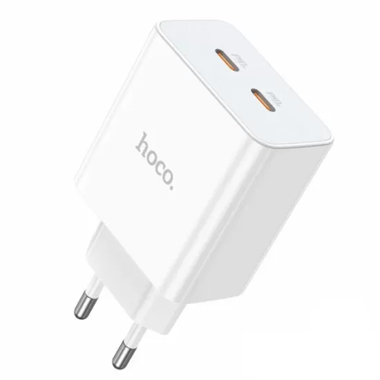 Hoco C108A Ανταπτορας με 2 Θυρες USB-C 35W Power Delivery / Quick Charge 3.0 Ασπρος Hoco C108A Ανταπτορας με 2 Θυρες USB-C 35W Power Delivery / Quick Charge 3.0 Ασπρος