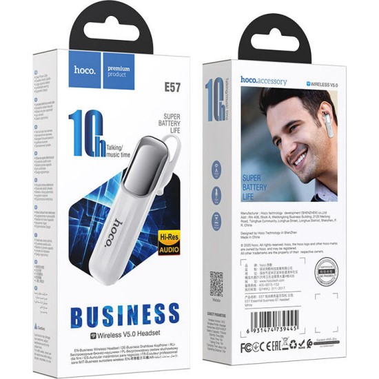 Hoco E57 Essential Earbud Bluetooth Handsfree Ακουστικό Λευκό Hoco E57 Essential Earbud Bluetooth Handsfree Ακουστικό Λευκό