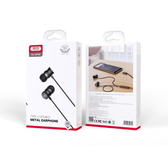 XO EP56 In-ear Handsfree με Βύσμα USB-C Μαύρο