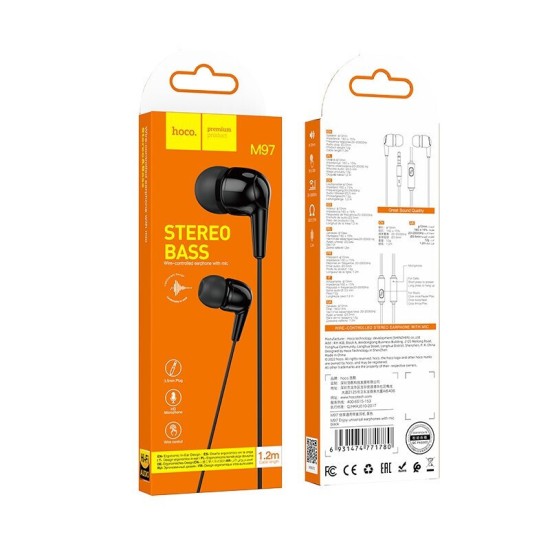 Hoco M97 In-ear Handsfree με Βύσμα 3.5mm Μαύρο Hoco M97 In-ear Handsfree με Βύσμα 3.5mm Μαύρο