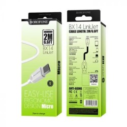 Borofone Regular USB 2.0 to micro USB Cable Λευκό 2m (BX14)