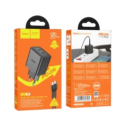 Hoco Φορτιστής με 2 Θύρες USB-C και Καλώδιο USB-C - USB-C 45W Power Delivery Μαύρος (N35) Hoco Φορτιστής με 2 Θύρες USB-C και Καλώδιο USB-C - USB-C 45W Power Delivery Μαύρος (N35)