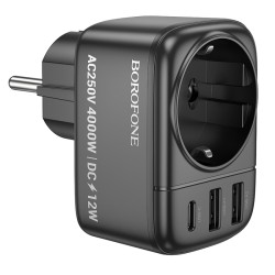 Borofone BAC14 Πολύπριζο Τοίχου με 2 Θύρες USB-A & 1 USB-C – Μαύρο