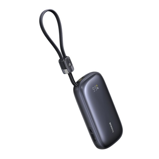 BASEUS ENERFILL FC21 QPOW3 ULTRA, POWERBANK, 10000MAh, ΜΕ ΚΑΛΩΔΙΟ ΑΠΟΣΠΩΜΕΝΟ LIGHTNING, 45W, ΜΕ ΨΗΦΙΑΚΗ ΟΘΟΝΗ, ΜΑΥΡΟ
