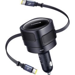 BASEUS ENJOYMENT MAX, ΦΟΡΤΙΣΤΗΣ ΑΥΤΟΚΙΝΗΤΟΥ, ΔΥΟ ΚΑΛΩΔΙΑ TYPE-C, 60W, ΜΑΥΡΟ