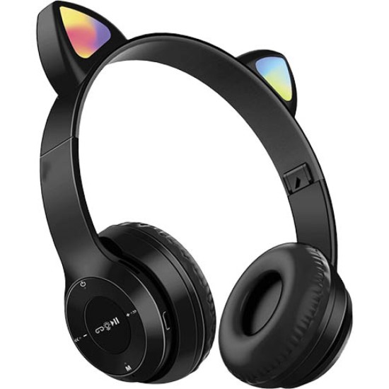 Ασύρματα Παιδικά Bluetooth Ακουστικά Με Αυτάκια Γάτας Και LED MZ47