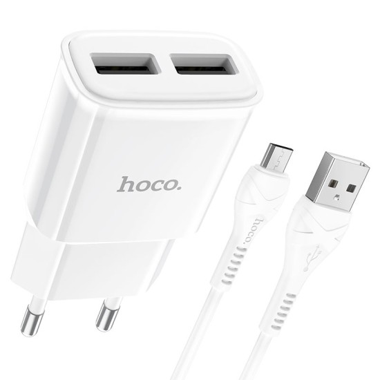 Φορτιστής 2xUSB-A με Καλώδιο Micro-Usb Hoco C88A Star Round