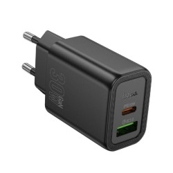 Φορτιστής τοίχου Hoco N63, 30W, 3A, 1 x USB-A – 1 x USB-C, Μαύρο Φορτιστής τοίχου Hoco N63, 30W, 3A, 1 x USB-A – 1 x USB-C, Μαύρο