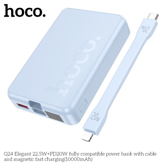 Hoco Q24 MagSafe Power Bank 10000mAh 20W με Θύρα USB-A και Θύρα USB-C Power Delivery / Quick Charge 3.0 Γαλάζιο Hoco Q24 MagSafe Power Bank 10000mAh 20W με Θύρα USB-A και Θύρα USB-C Power Delivery / Quick Charge 3.0 Γαλάζιο