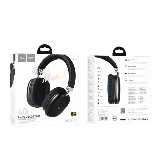 Hoco W35 Ασύρματα / Ενσύρματα Over Ear Ακουστικά με 40 ώρες Λειτουργίας Μαύρα HOC-W35-BK Hoco W35 Ασύρματα / Ενσύρματα Over Ear Ακουστικά με 40 ώρες Λειτουργίας Μαύρα HOC-W35-BK
