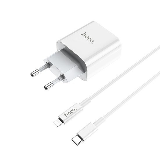  Hoco Φορτιστής με Θύρα USB-C και Καλώδιο USB-C - Lightning 30W Power Delivery / Quick Charge 3.0 / Quick Charge 2.0 Λευκός (C76A Pro)