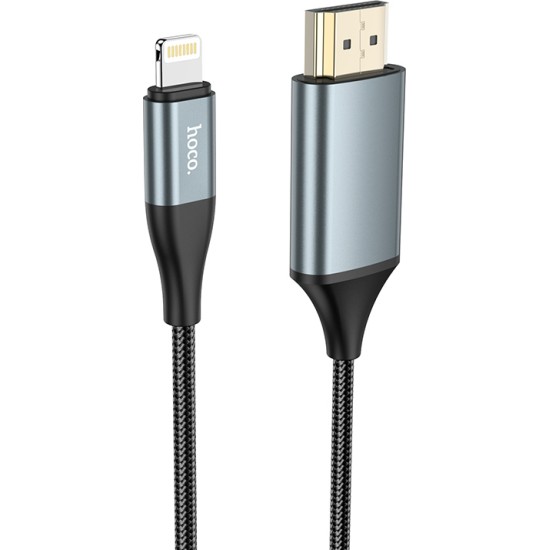 Hoco UA15 HDMI 1.4 Braided Cable HDMI male - Lightning male 2m Μαύρο Hoco UA15 HDMI 1.4 Braided Cable HDMI male - Lightning male 2m Μαύρο