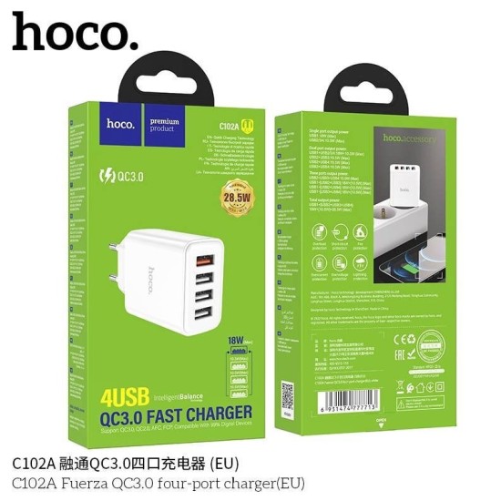 Hoco Φορτιστής Χωρίς Καλώδιο με 4 Θύρες USB-A Quick Charge 3.0 (C102A) Hoco Φορτιστής Χωρίς Καλώδιο με 4 Θύρες USB-A Quick Charge 3.0 (C102A)